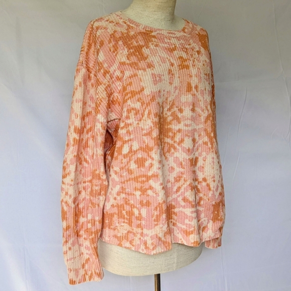 525 Sweater Shaker Knit Crew Neck Pullover Boxy Fit 100% Cotton Peach Pink L EUC - Picture 4 of 10